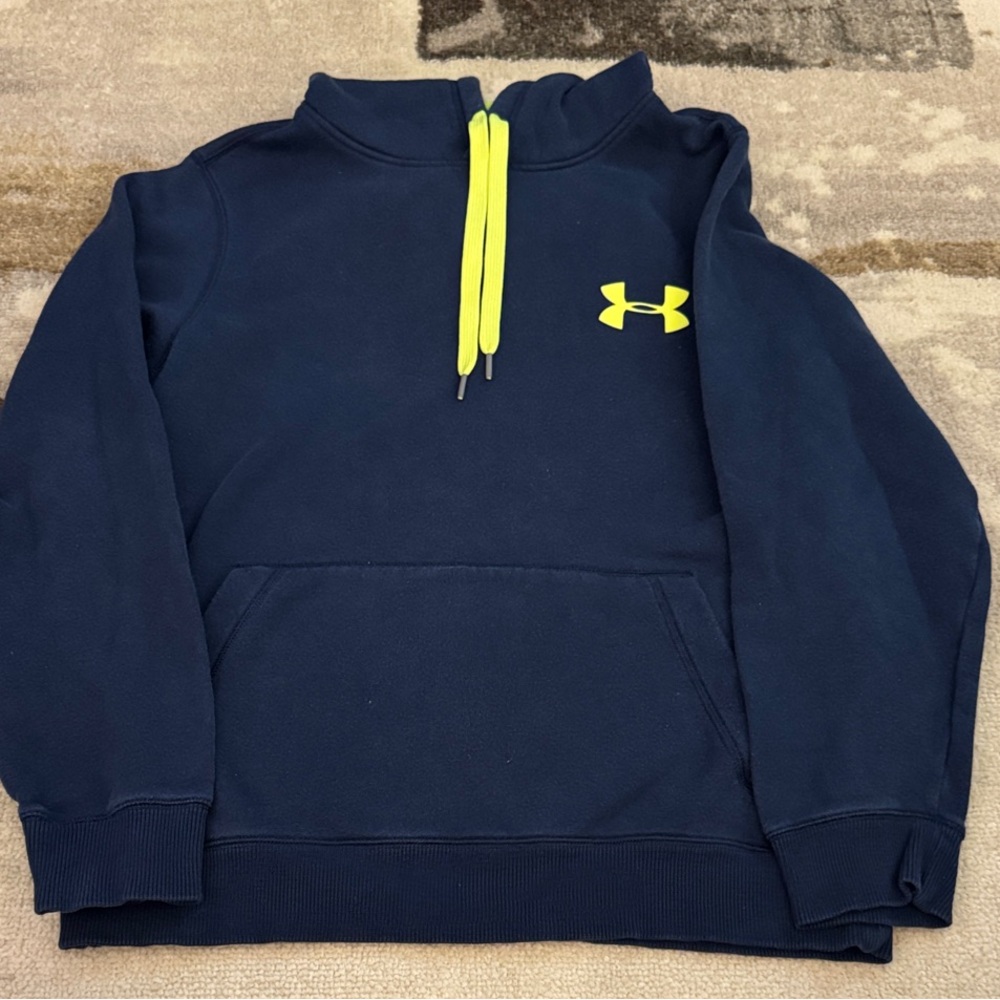 Under Armour Neon Yellow and Navy Hoodie